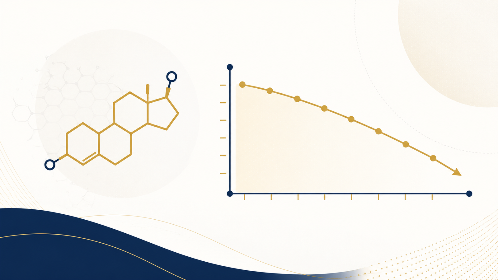 Concept illustration of testosterone decline with age in men