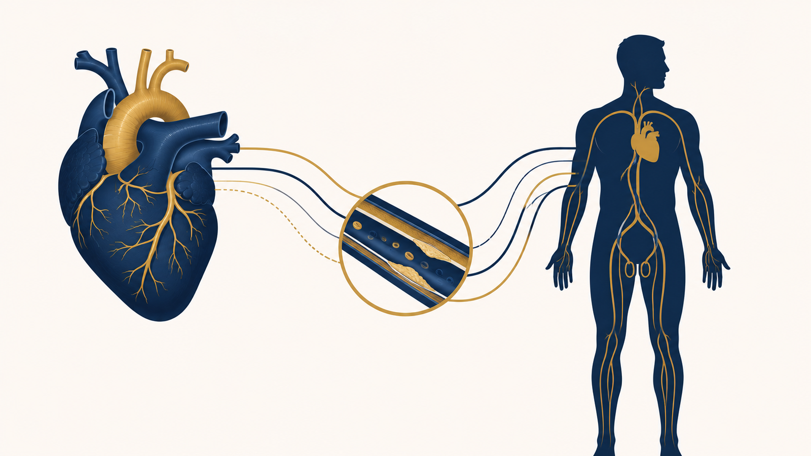 Concept illustration linking erectile health and heart health as an early warning sign