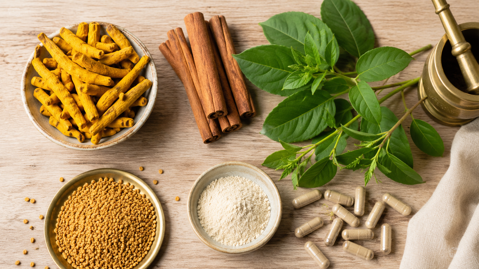Natural blood sugar supplement ingredients: berberine root, cinnamon, gymnema leaves and fenugreek seeds