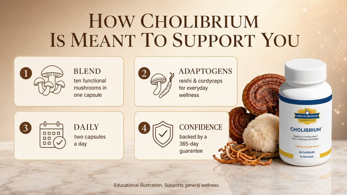 How Cholibrium's mushroom blend is meant to support heart and cholesterol