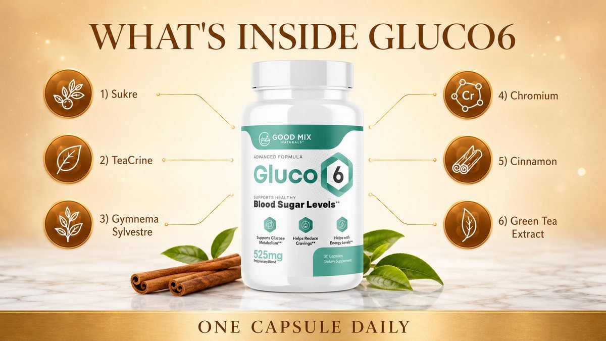 What's inside Gluco6: Sukre, TeaCrine, gymnema, chromium, cinnamon and green tea