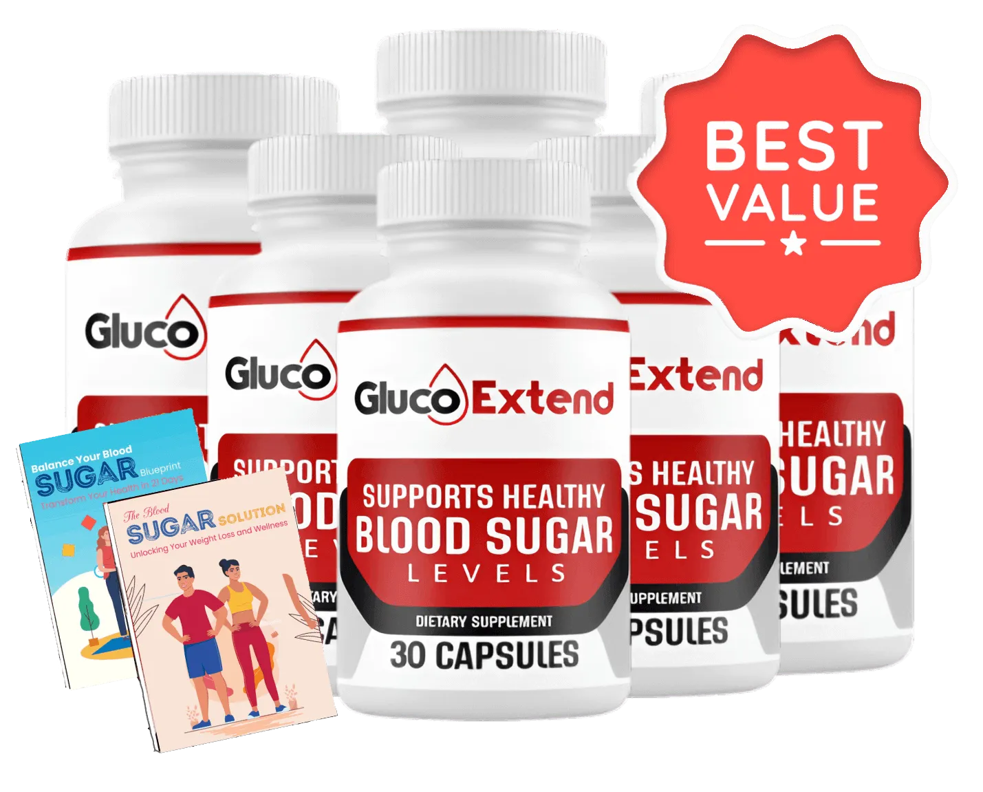 Gluco Extend blood sugar supplement bottles featuring berberine