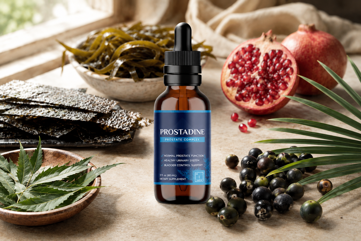 Prostadine ingredients — nori yaki, wakame, kelp, bladderwrack and shilajit